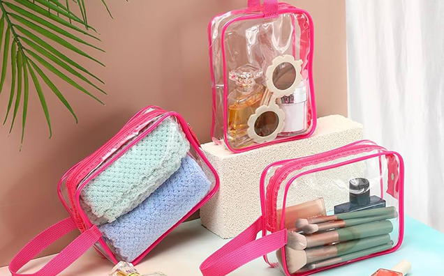 Portable PVC Zipper Bags for Travel Beauty Essentials
